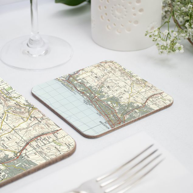 Brighton Old Map Square Coaster