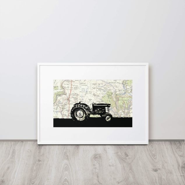 Tractor Print with Personalised Map