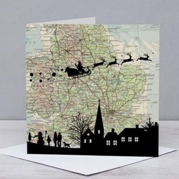 Santa over the UK Christmas Card