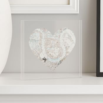 Acrylic Square Block with Heart Map