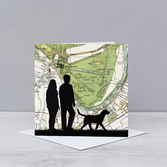 Couple Walking in Hampton Court Park Greetings Card