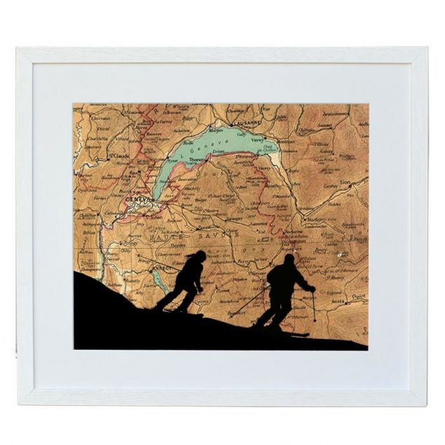 Skiing Print with Personalised Map