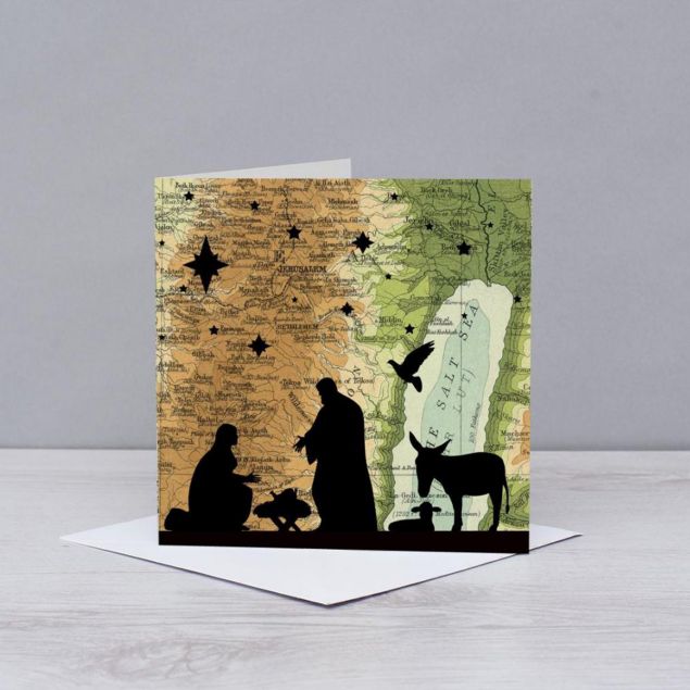 Nativity over Bethlehem Christmas Card