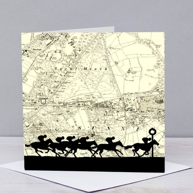 Racing over Ascot Racecourse Greetings Card