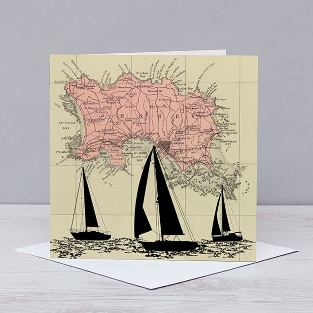 Sailing over Jersey Greetings Card