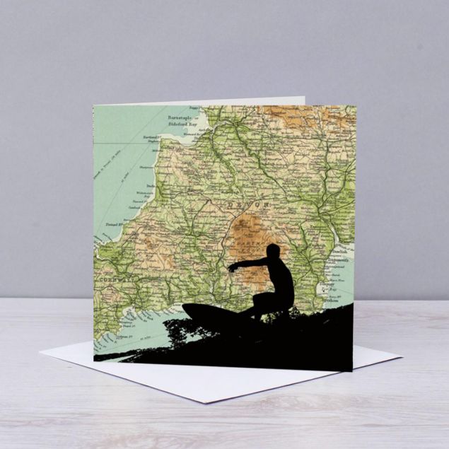 Surfing over Cornwall Greeting Card